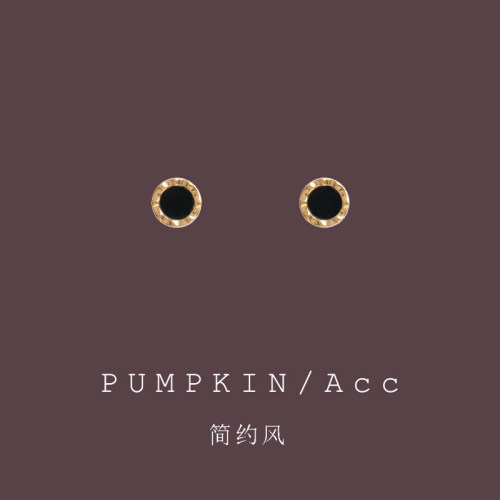 【南瓜先生】简约风黑色圆形耳饰