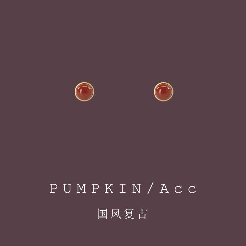 国风复古红豆U型树脂耳夹