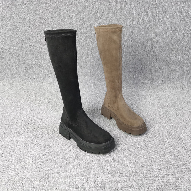 欧洲站厚底弹力靴圆头瘦瘦2023女
