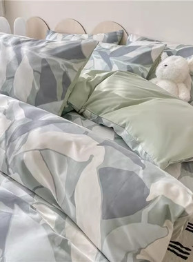 Sheyu story｜春夏绿色小清新100全棉纯棉四件套花卉三件套床笠款