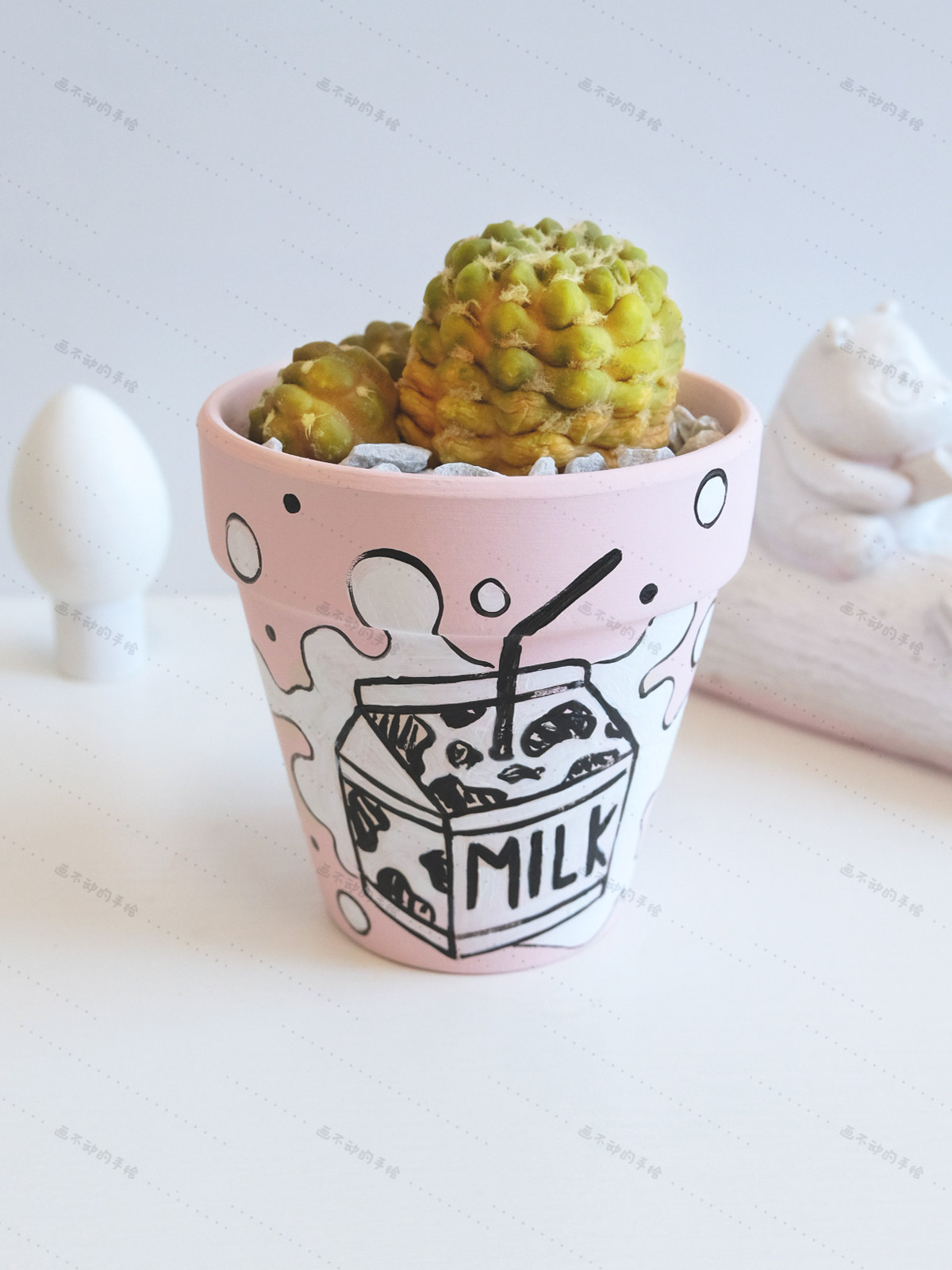 牛奶盒 【画不动的手绘】 创意多肉红陶手绘花盆小花盆 红陶
