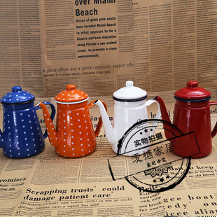 包邮搪瓷壶搪瓷手冲壶 加厚搪瓷壶搪瓷卫生油壶 搪瓷咖啡壶茶壶