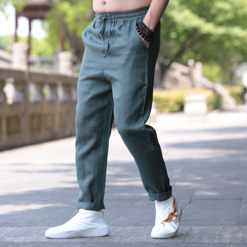 九分裤小脚裤中国风纯亚麻