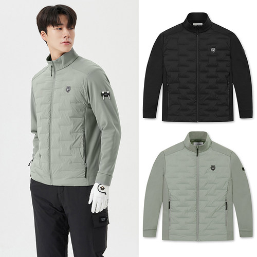 韩国代购GOLDEN BEAR高尔夫25秋冬简约立领绗缝鸭绒户外羽绒服男