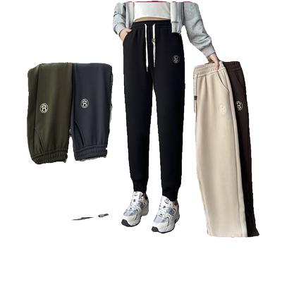 加绒加厚保暖防风裤高腰休闲裤