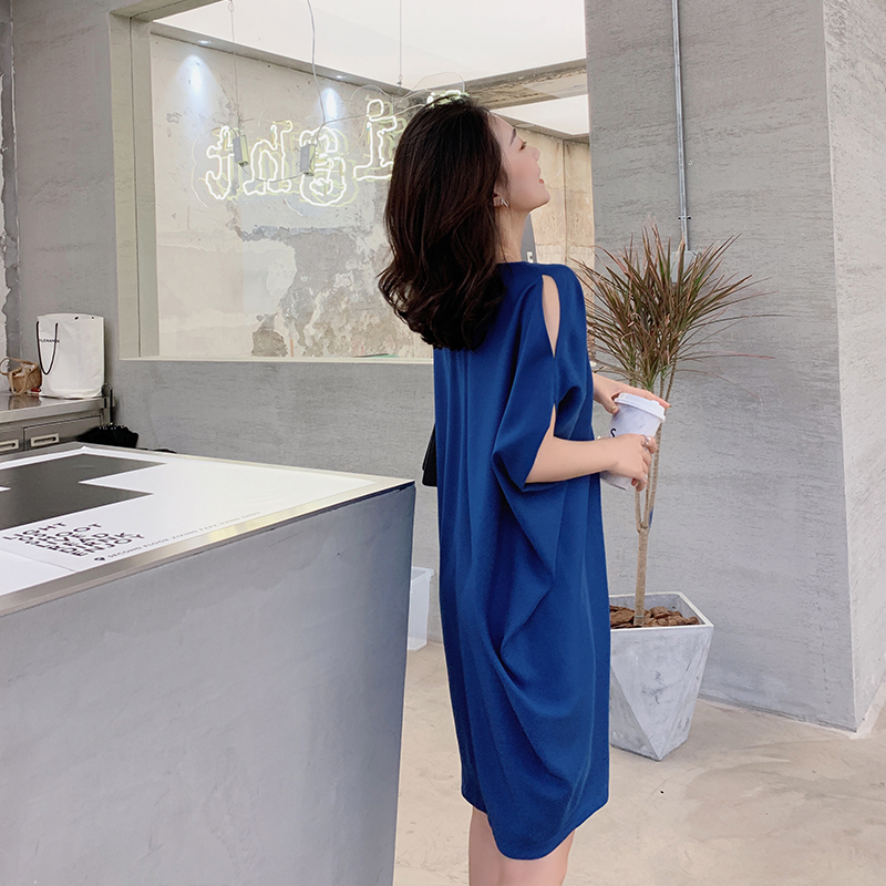 蓝语大码女装气质宽松裙子胖妹妹2019夏装新款韩版时尚休闲连衣裙