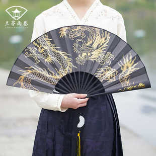 复古大号折叠扇流苏道具扇随身汉服 折扇复古风扇子男中国风古装