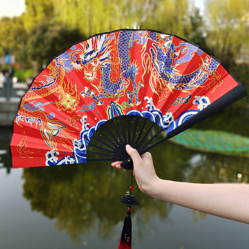 汉服马面裙飞鱼服绢布扇子定制