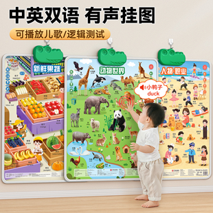 宝宝有声早教挂图认知启蒙婴幼儿童点读发声书玩具学习墙贴学说话
