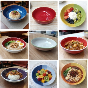 一套4个微瑕餐具彩色陶瓷菜盘子深盘凉皮碗家用吃饭盘子紫色碟子