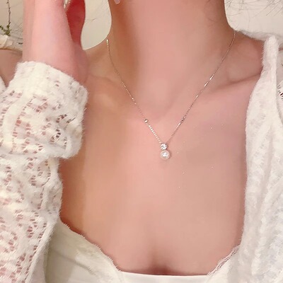 气质闪钻戴妃珍珠吊坠项链