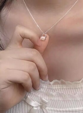 透明白水晶锁项链女2025新款