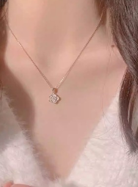 小香风山茶花珍珠项链女2025新款