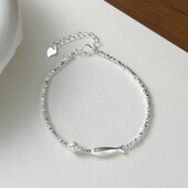 S925纯银年年有鱼锦鲤小鱼碎银子珍珠手链轻奢小众精致手饰学生党