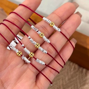 S925银钱币铜钱手链小众高级感轻奢本命年手工编绳可调节红绳手绳