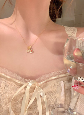 闪钻锆石金色小马项链女2026新款