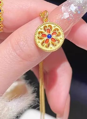 新中式珐琅炫彩八宝罗盘项链
