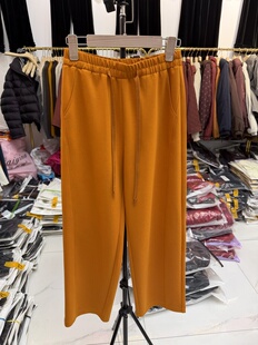 文琴8802中年妈妈时尚休闲百搭宽松显瘦直筒裤松紧腰抽绳休闲裤女