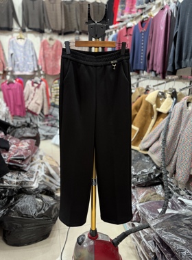 金倩梦6922中年妈妈冬季加绒新款松紧腰直筒裤女高弹力大码休闲裤