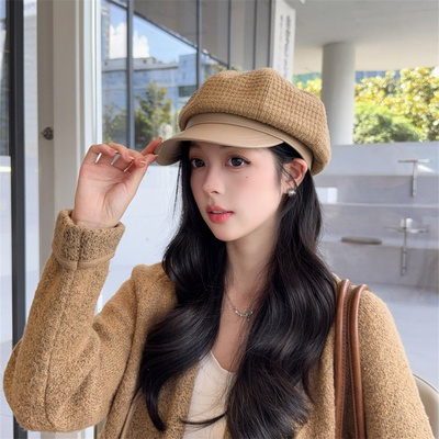 韩版鸭舌贝雷帽大头围文艺复古