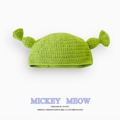 痞幼同款 帽子怪物史莱克毛线帽创意搞怪针织帽子纯手工头套潮男女