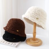 毛绒渔夫帽女秋冬保暖显脸小百搭休闲盆帽男女冬季 秋冬季 韩系通用