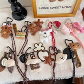 小熊挂件 miu系风登山绳手绳包包挂饰卡通毛绒绒镜子梳子钥匙扣