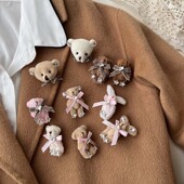 小熊小兔子胸针 韩版 可爱毛绒绒蝴蝶结爱心水钻别针包包配饰胸针
