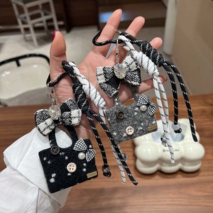 卡通皮革毛绒可爱泰迪熊包钥匙扣卷毛小狗挂件小香风包包挂件挂饰