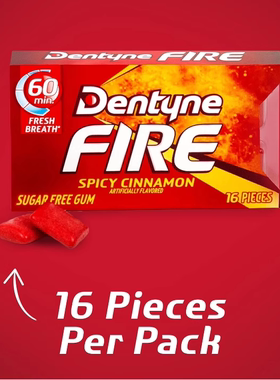 保持60分钟口腔清新美国原装Dentyne ice无糖口香糖辣肉桂薄荷