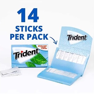 美国原装进口Trident/三叉戟木糖醇无糖口香糖冰爽薄荷 8条起包邮