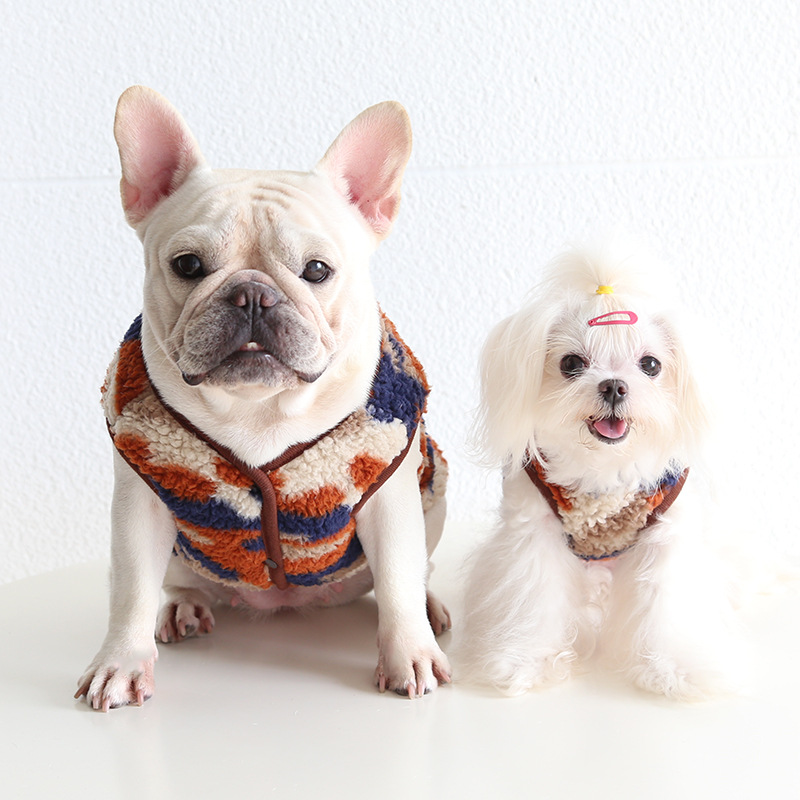 秋冬迷彩马甲法斗胖狗猫咪加绒背心马甲泰迪雪纳瑞两脚狗衣服冬装