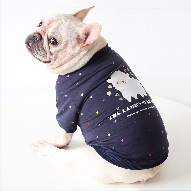 法斗小羊桃心卫衣胖狗狗衣服加菲恶霸英斗巴哥两脚衣防晒透气柔软