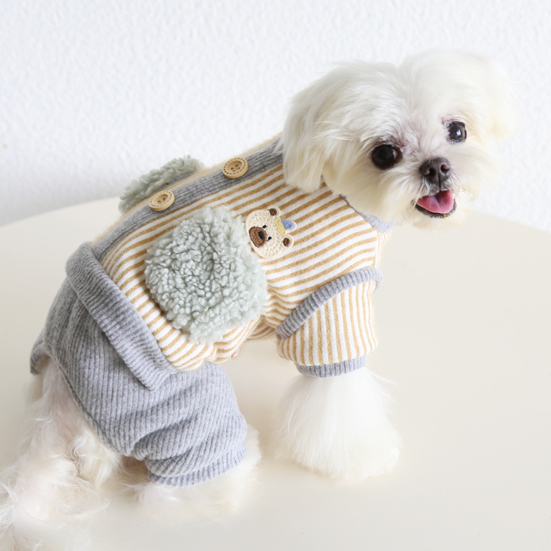 小熊坎肩绒四脚衣2025秋冬新款小型犬狗狗猫咪服装宠物泰迪狗衣服