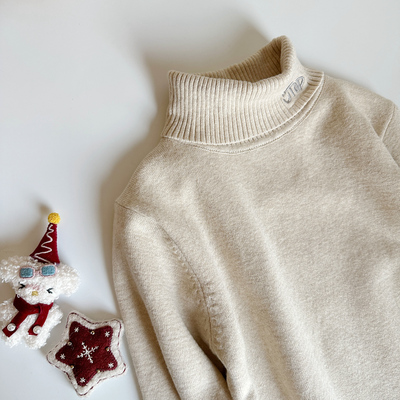 蓄温冬款小乐猪高领加厚双层毛衣