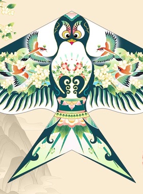 春季绿色中式装饰风筝纸鸢国潮沙燕古风写真拍照道具幼儿园布置