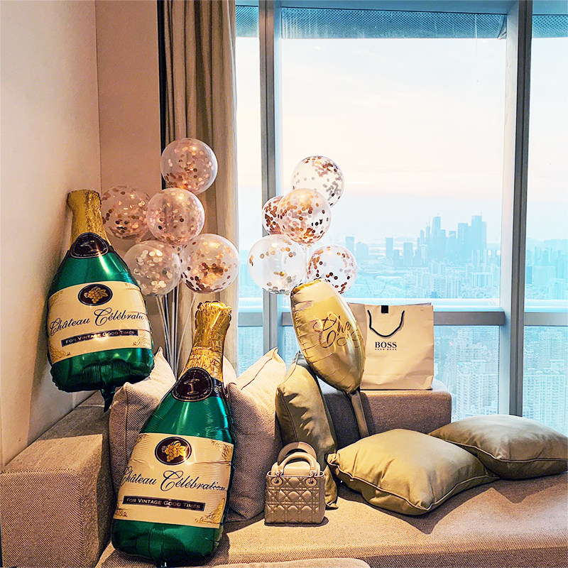 生日派对大号酒瓶啤酒商场开业香槟partyktv酒吧布置庆祝铝膜气球