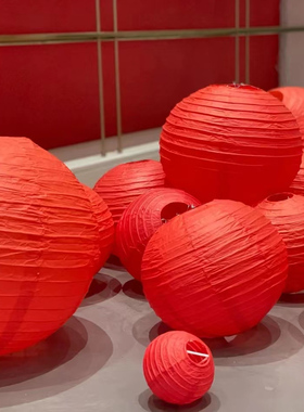 元旦节活动红色纸灯笼古风灯笼店庆喜庆新年福字店铺商场橱窗挂饰