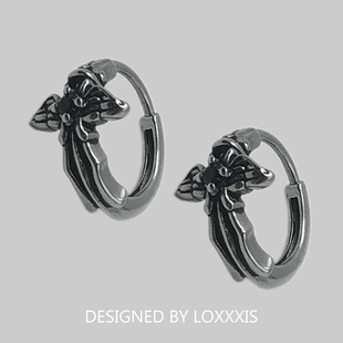 Loxxxis 小众黑钻十字架耳环 冷淡风设计感钛钢不掉色无性别耳钉