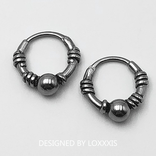 Loxxxis 个性做旧圆珠耳环 小众设计冷淡风欧美复古朋克钛钢耳钉