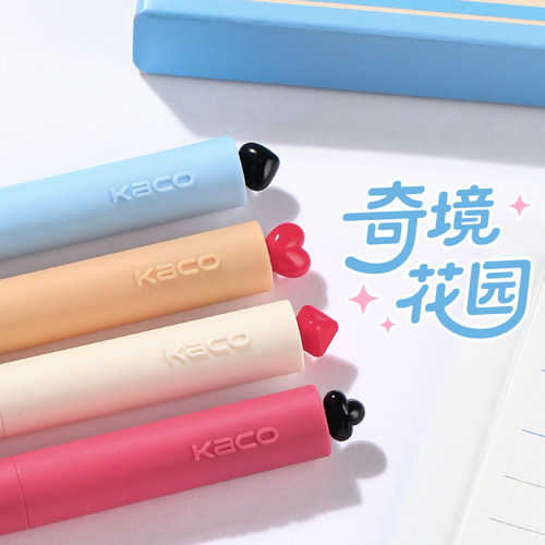 KACO初心奇境花园4支装中性笔扑克笔高颜值粉色旋转黑笔0.5mm好物文具学生用办公文具创意礼品少女心签字笔