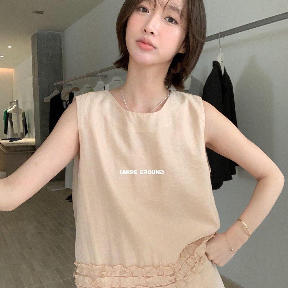 现货~ 仙仙木耳边套装气质温柔背心上衣女+半身裙长裙两件套夏