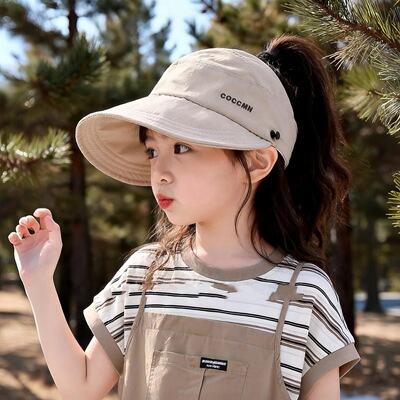 儿童空顶帽夏季男女童速干帽韩版超轻户外宝宝大帽檐亲子款遮阳帽