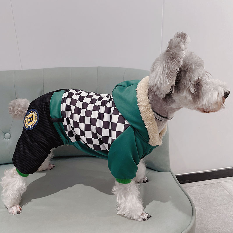 宠物狗狗衣服秋冬款四脚雪纳瑞泰迪比熊中小型犬加绒加厚保暖棉衣