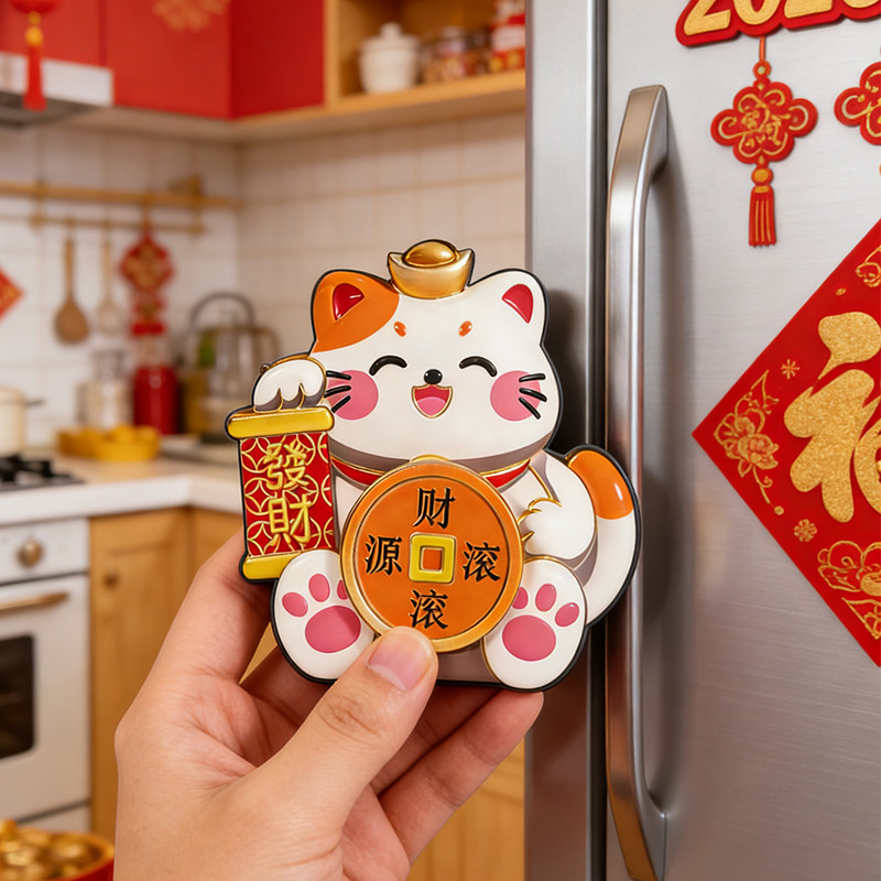 2026新款马年磁吸金属文创冰箱贴财神爷招财猫招财进宝可旋转现货,节庆用品/礼品,文化创意冰箱贴,淘宝优惠券,粉丝福利购,淘宝优惠卷