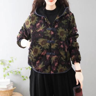 对襟大码宽松新款印花外套文艺