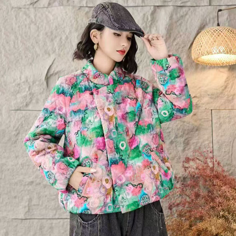 短款常规单排扣复古妈妈花色民族