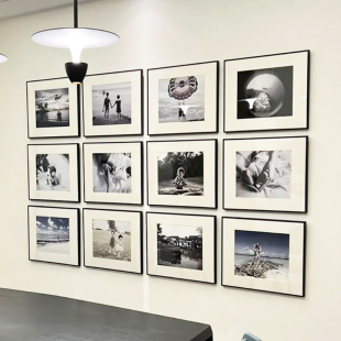 黑色铝合金高级博物馆相框定制摄影展墙婚纱照挂墙宫格相片打印