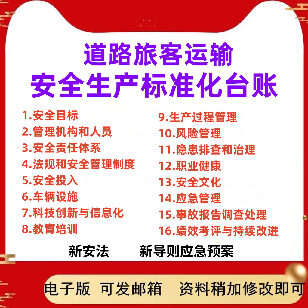 道路旅客交通运输安全生产标准化台账应急预案管理制度资料电子版