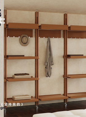 挑时川免打孔复古墙面组合衣柜衣帽架系统顶天立地开放式衣帽间